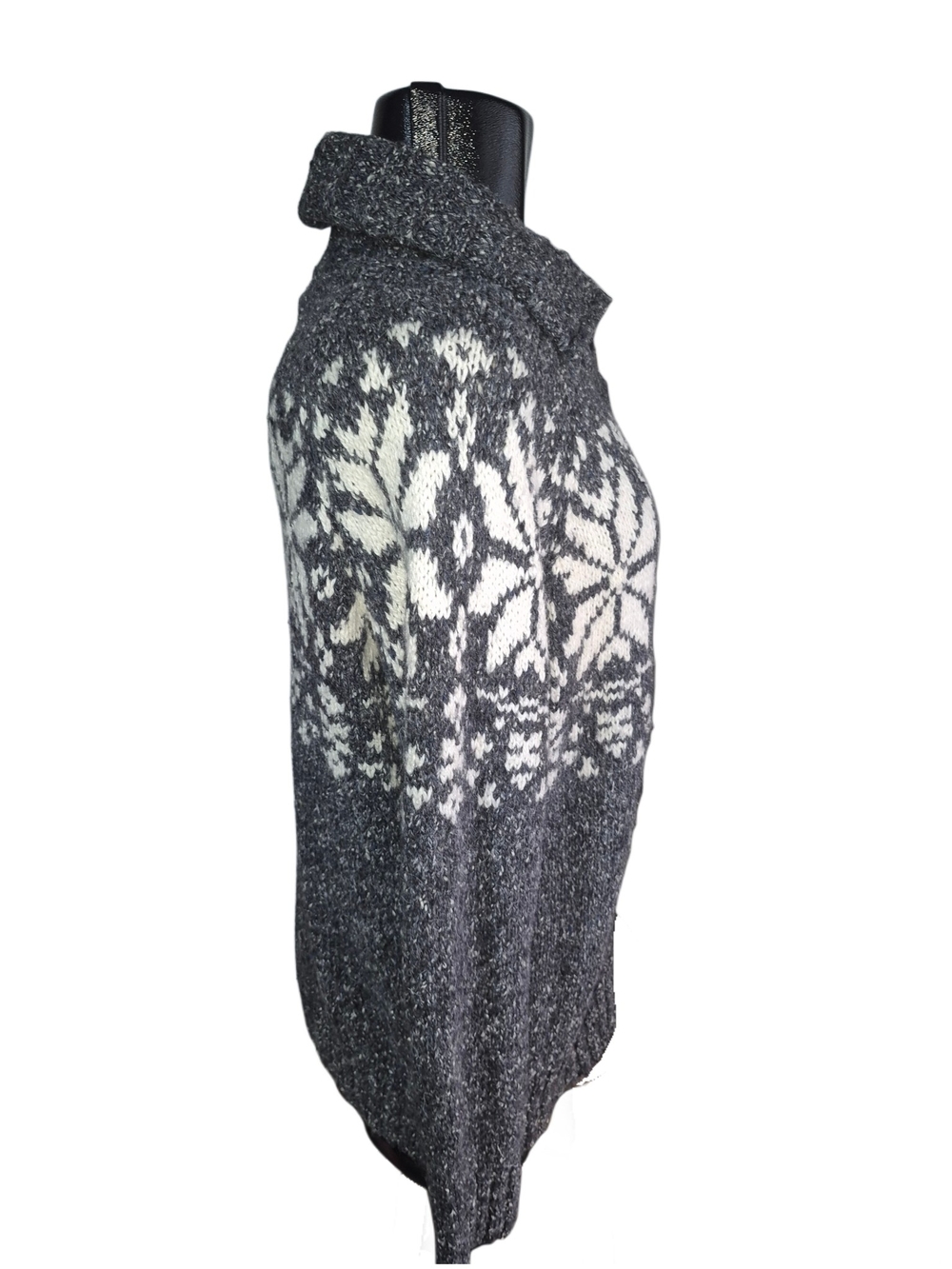Denver Hayes Charcoal Gray Zip-Up High-Neck Fair Isle Sweater Jacket Size XL - Picture 4 of 6